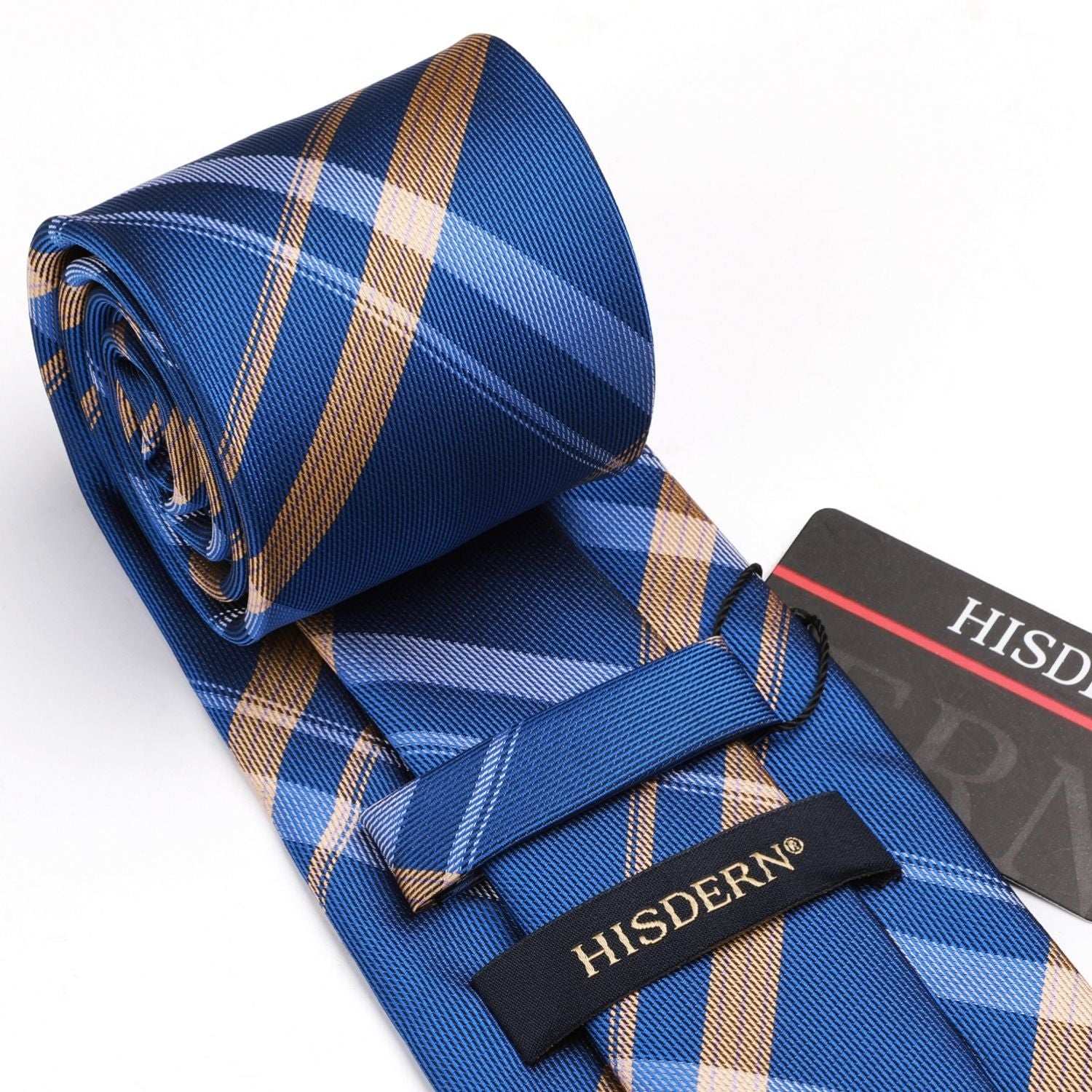 Hisdern Blue Plaid Tie Set For Groomsmen