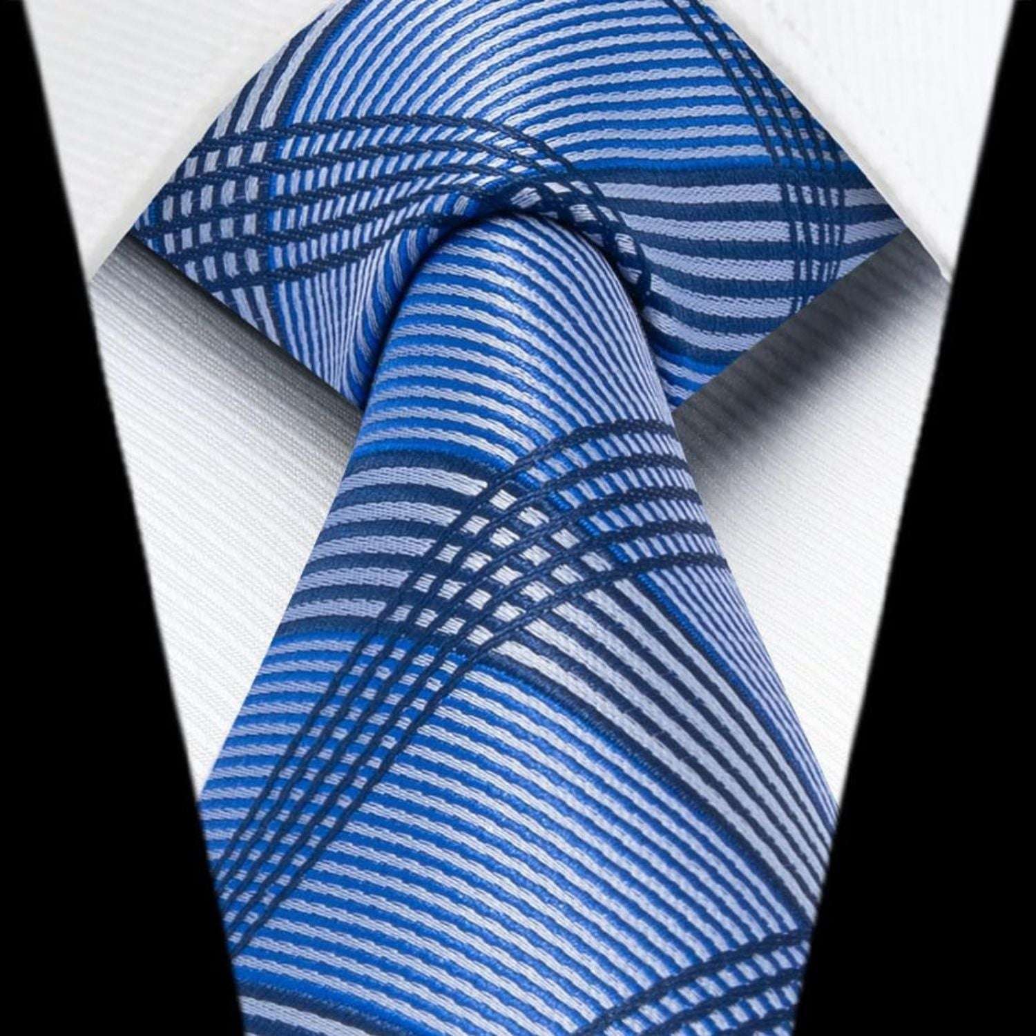 Hisdern Blue Plaid Tie Set For Groomsmen