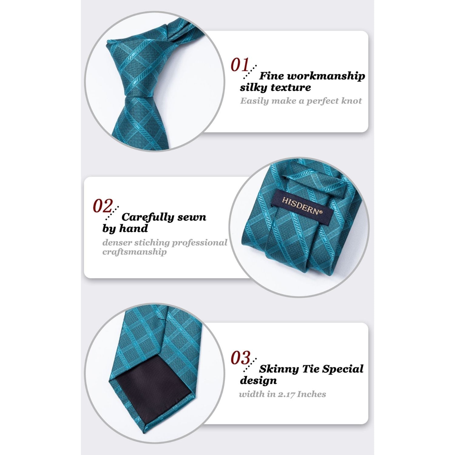 Hisdern Teal Plaid Wedding Accessories Set