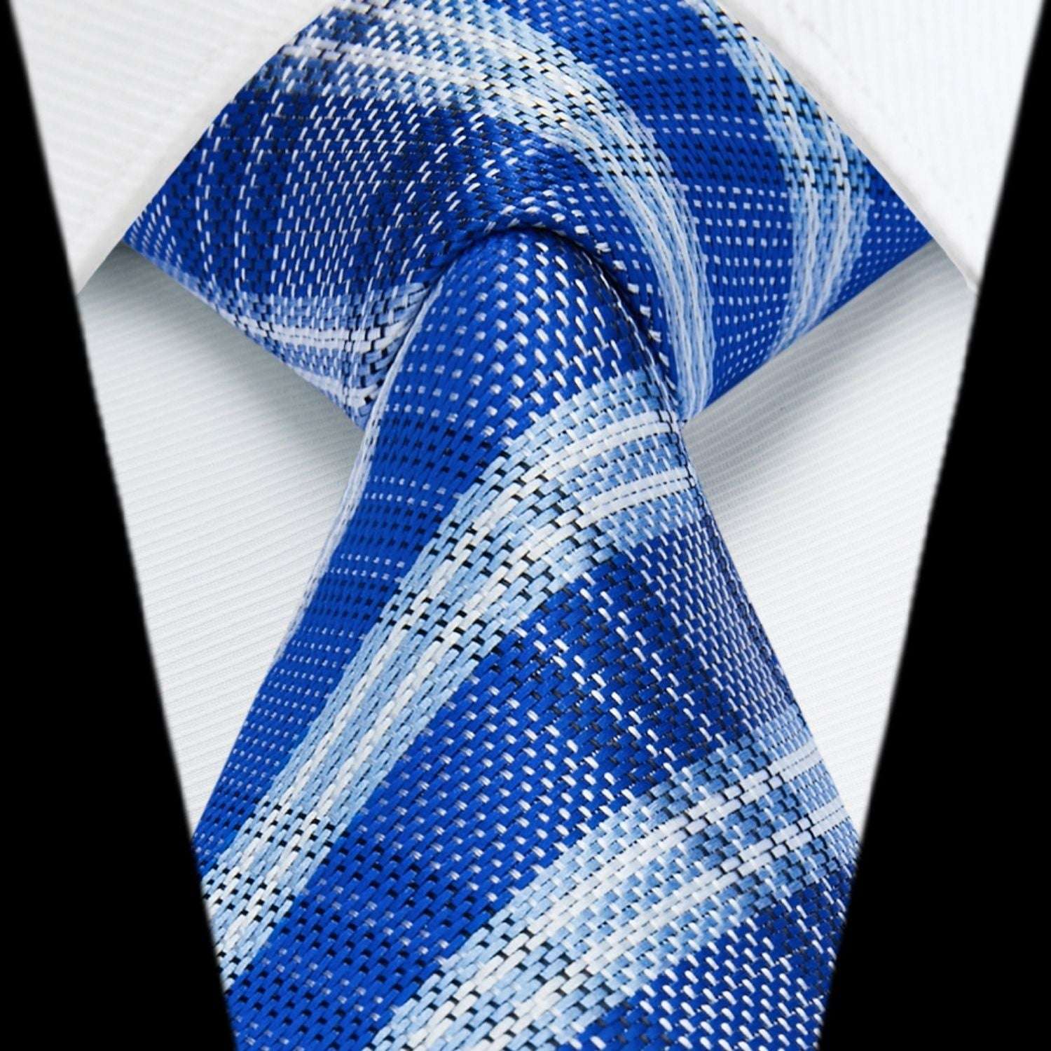 Hisdern Blue Plaid Tie Set For Groomsmen