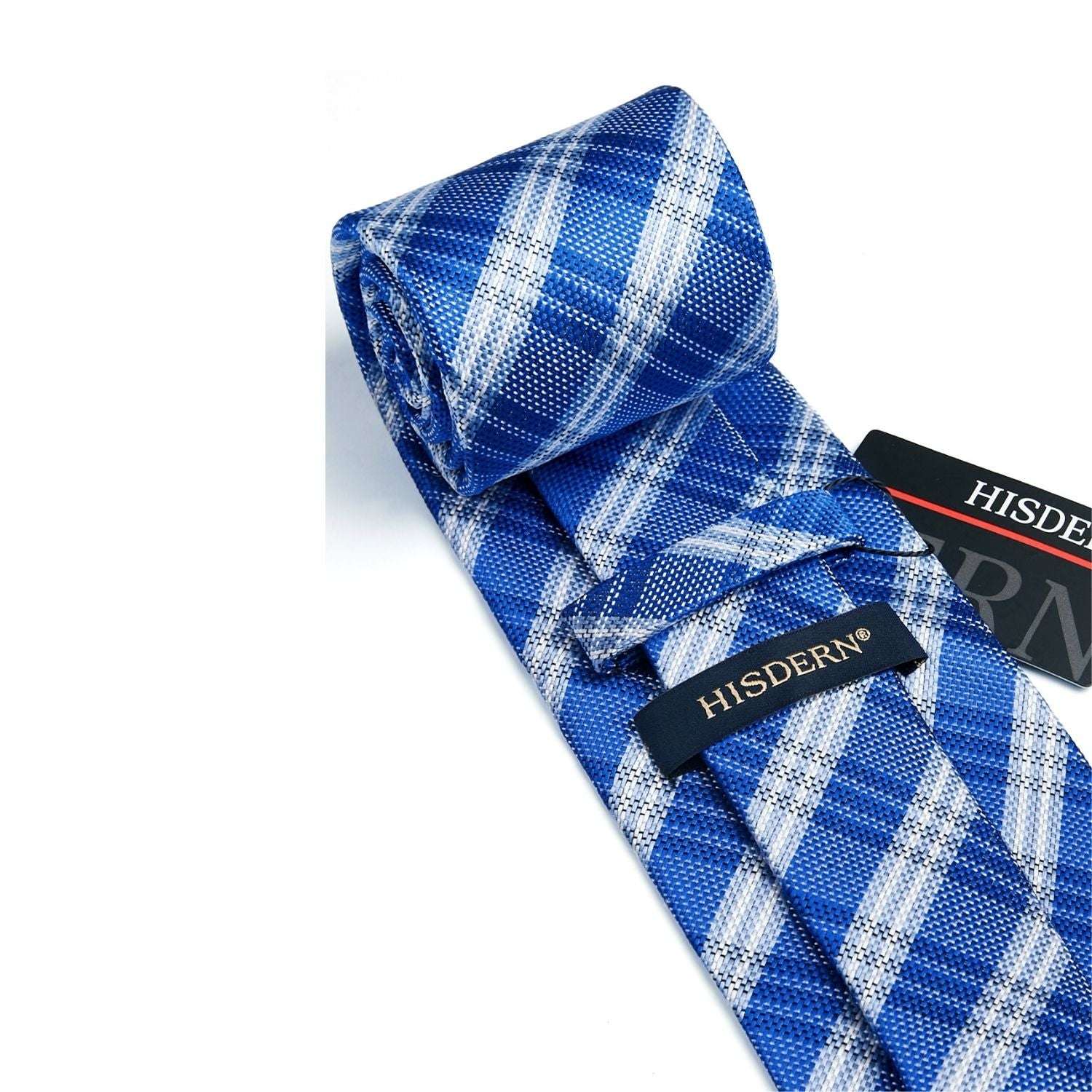 Hisdern Blue Plaid Tie Set For Groomsmen