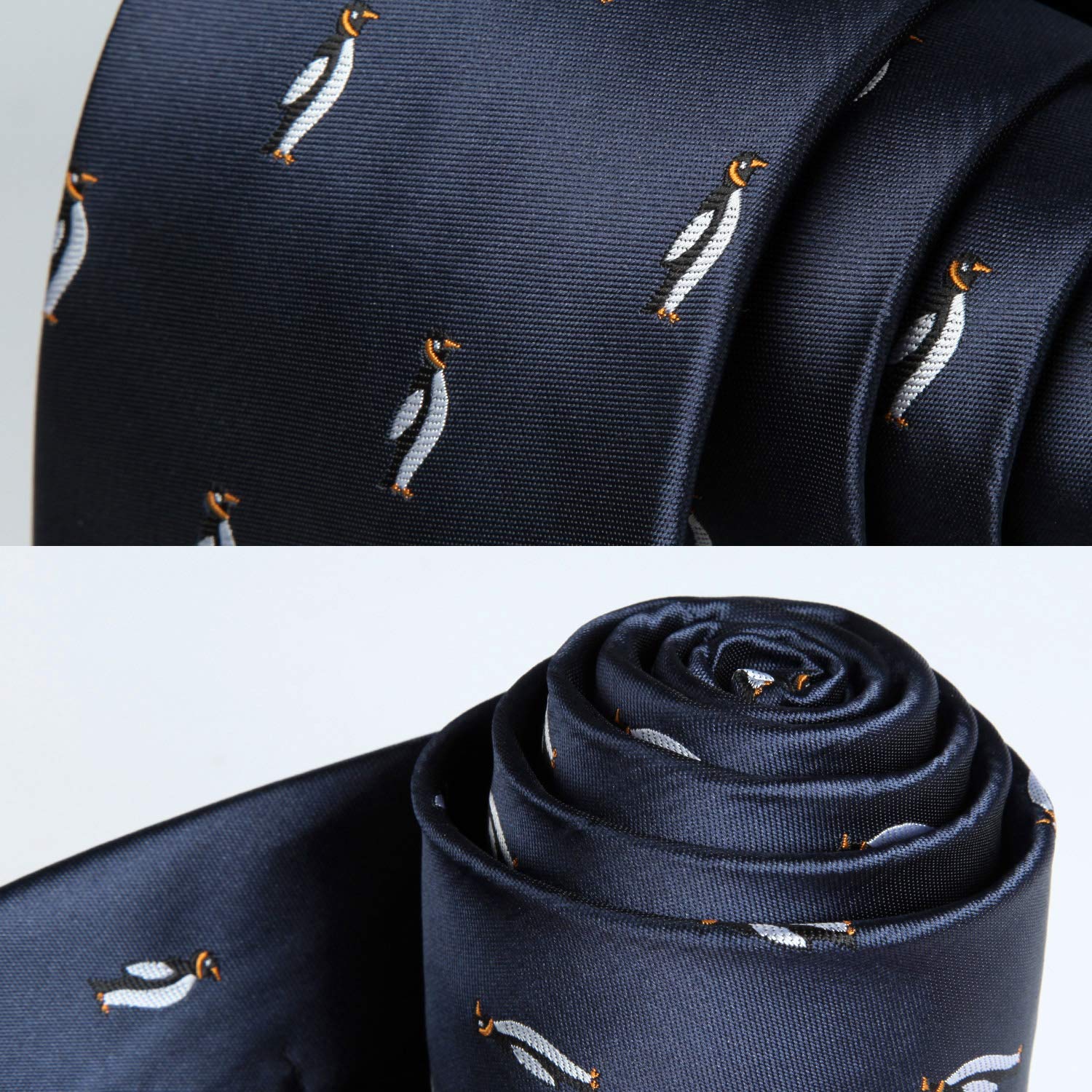 Hisdern Blue Penguin Cute Pattern Tie Set