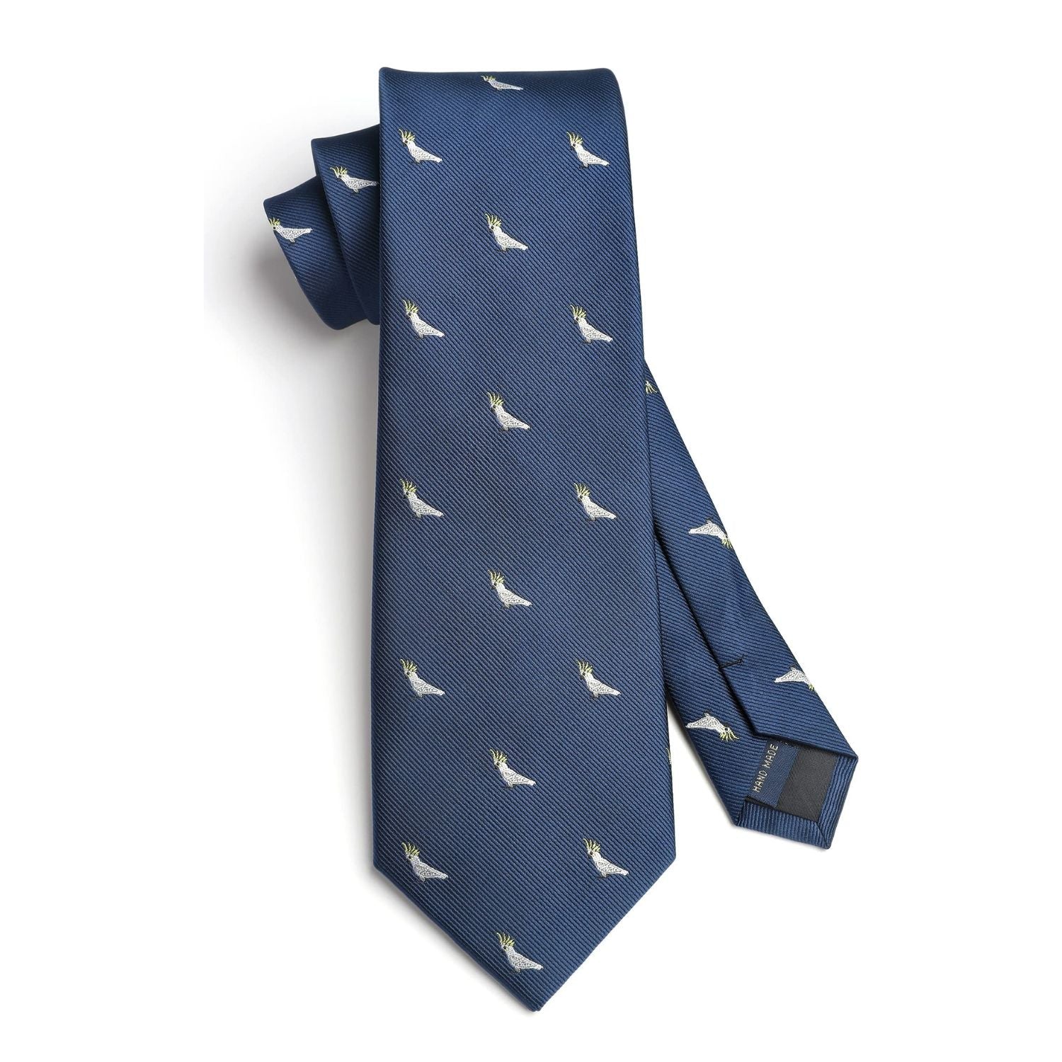 Hisdern Navy Blue Parrot Print Men's Suit Tie Set