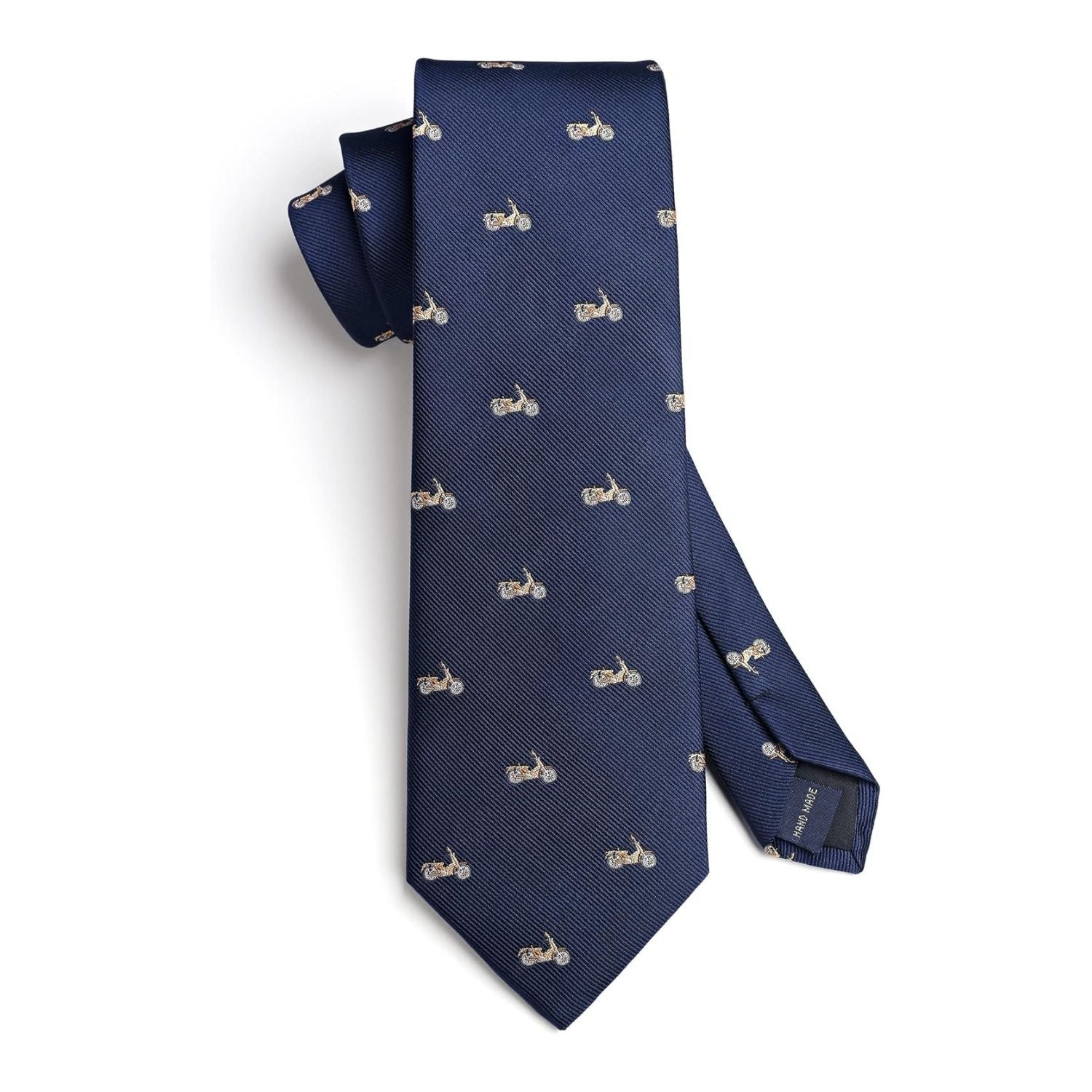 Hisdern Navy Blue Pattern Print Men's Suit Tie Set