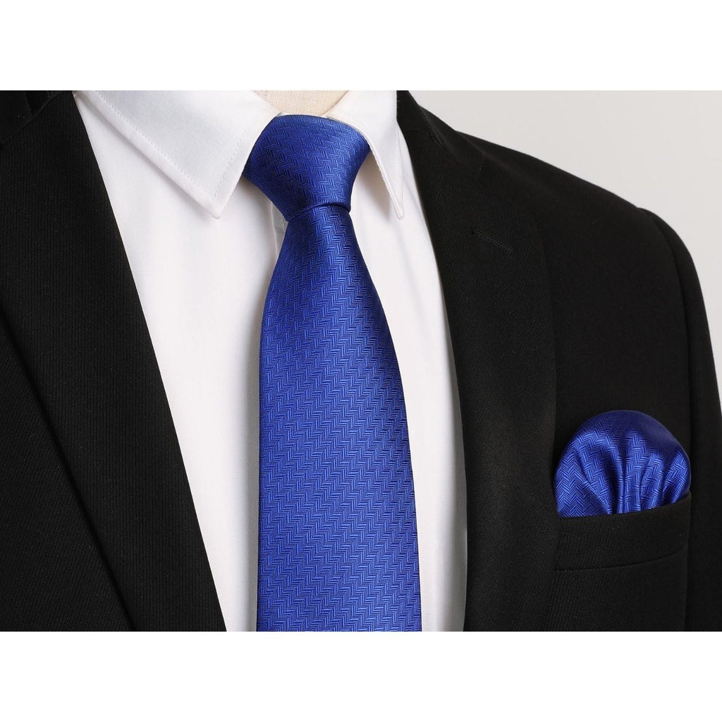 Hisdern Royal Blue Houndstooth Wedding Tie Set