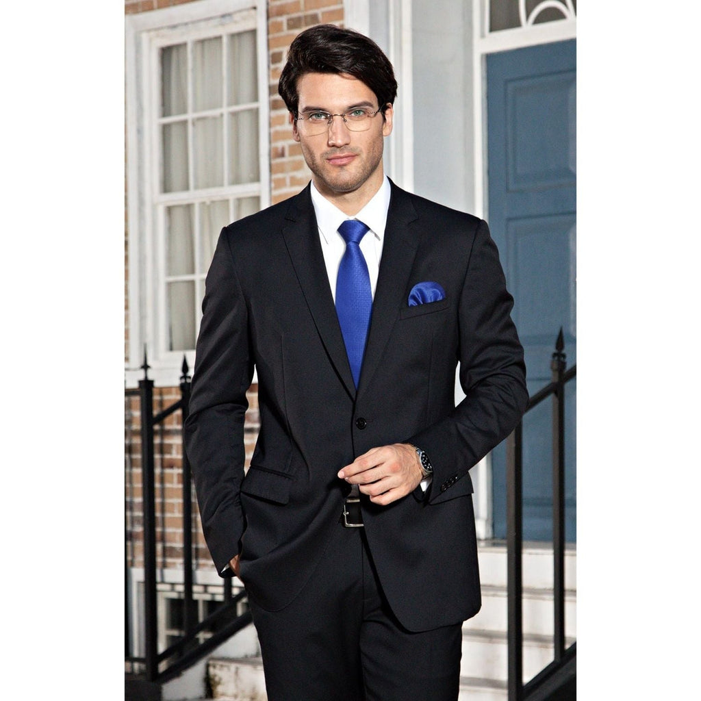 Hisdern Royal Blue Houndstooth Wedding Tie Set