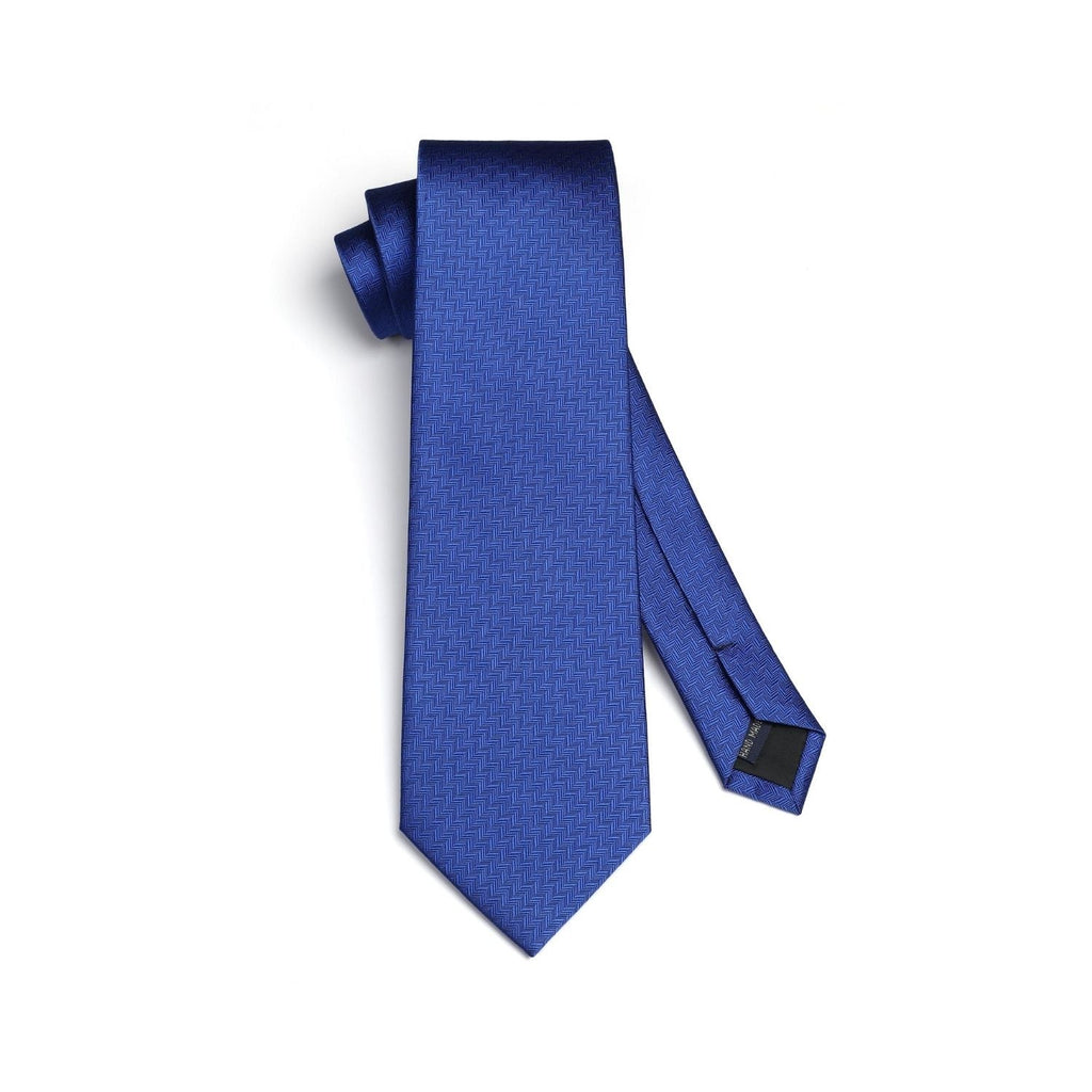Hisdern Royal Blue Houndstooth Wedding Tie Set
