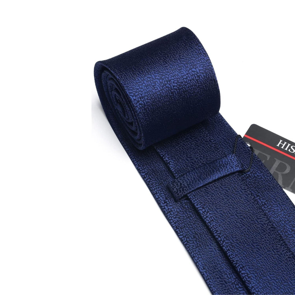 Hisdern Navy Blue Houndstooth Wedding Tie Set