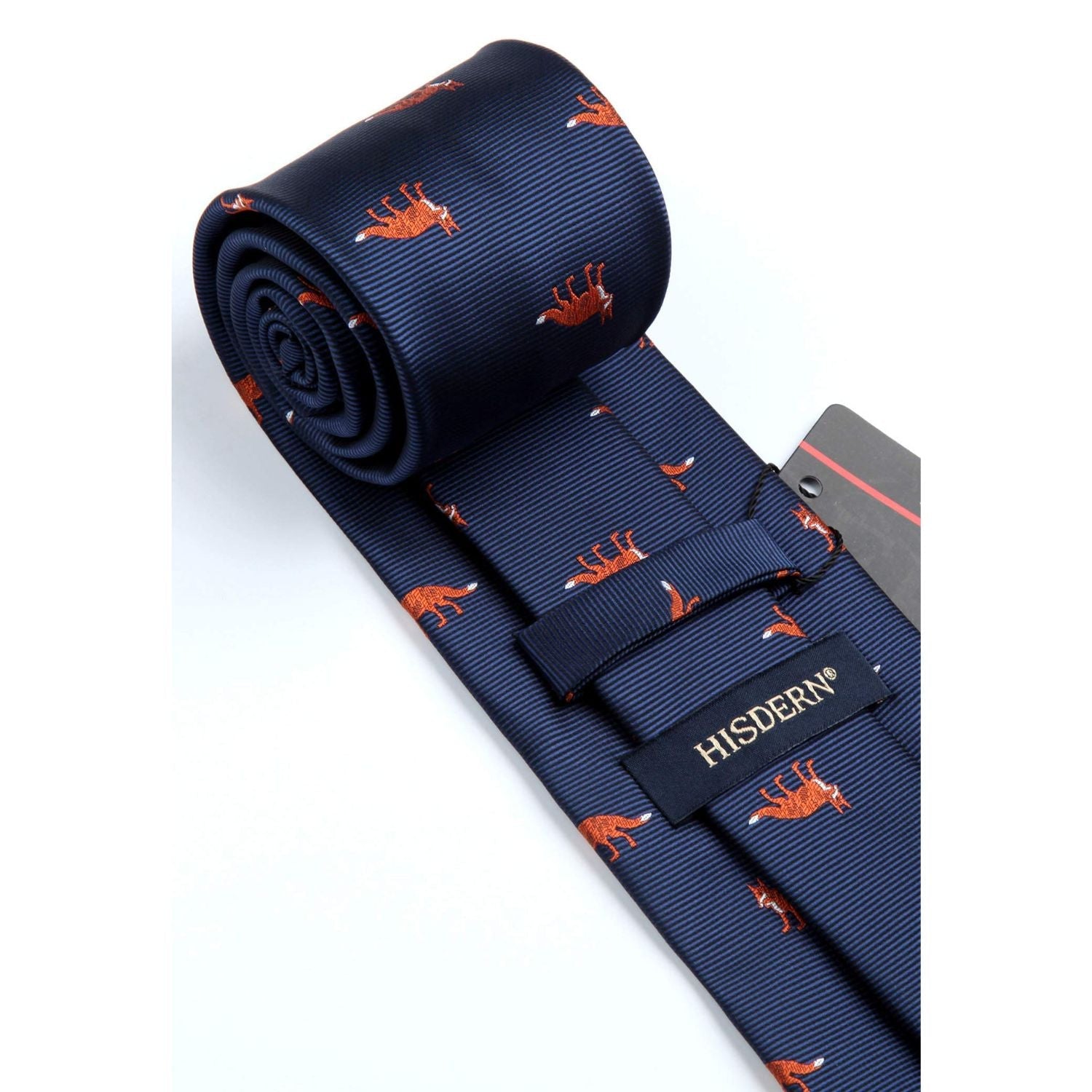 Hisdern Blue Fox Cute Print Pattern Tie Set