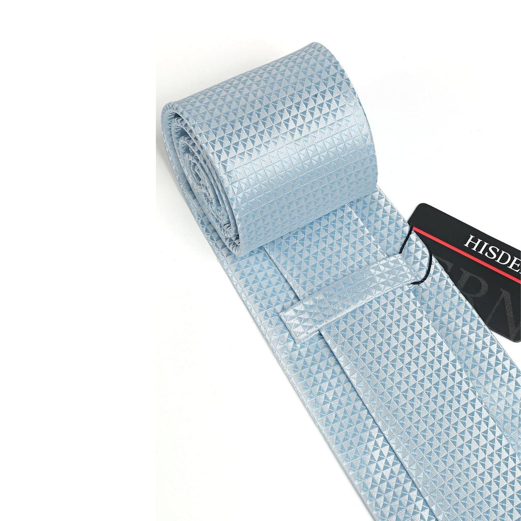 Hisdern Light Blue Houndstooth Wedding Tie Set