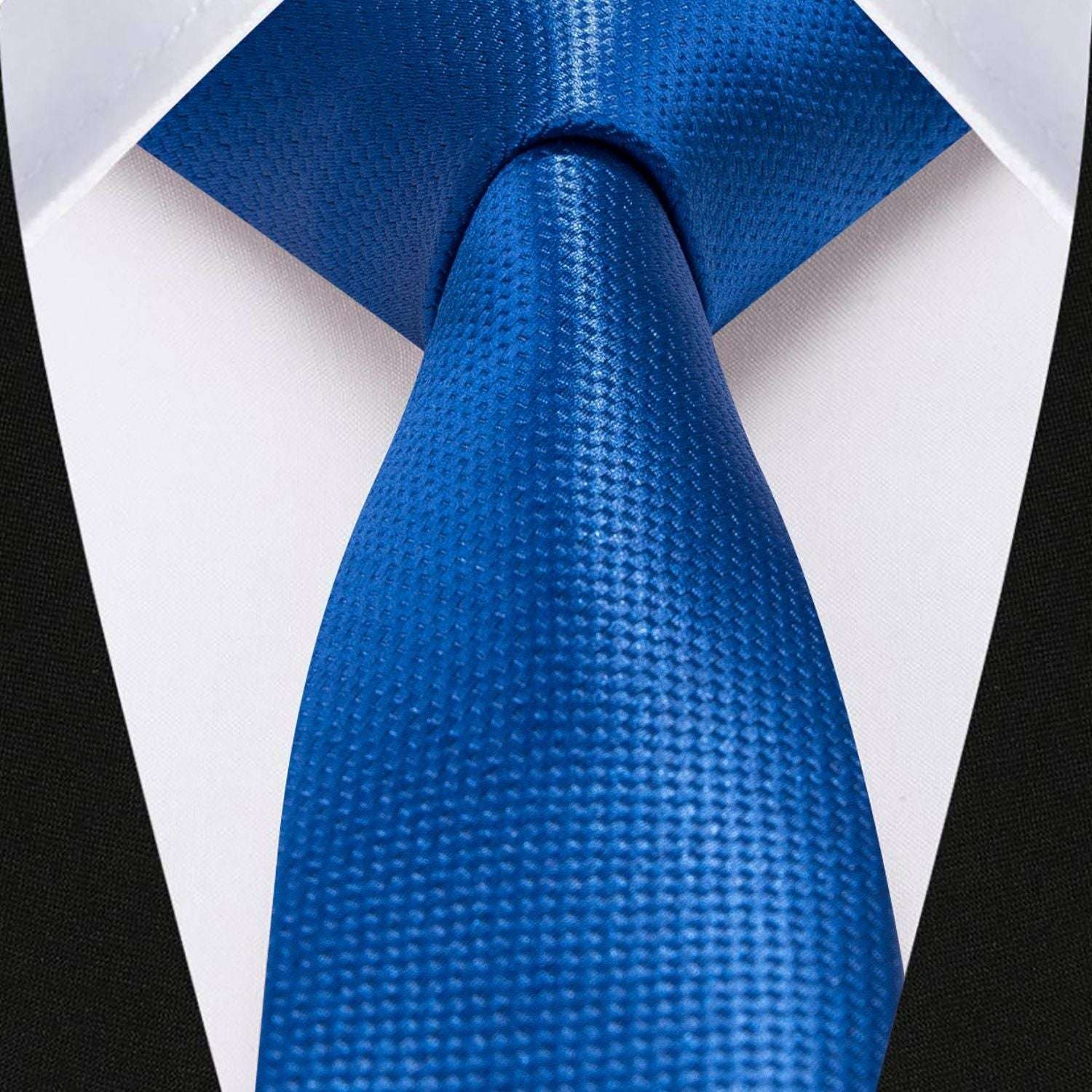 Hisdern Solid Print Skinny Tie Slim 2.4'' Formal Royal Blue Wedding Tie