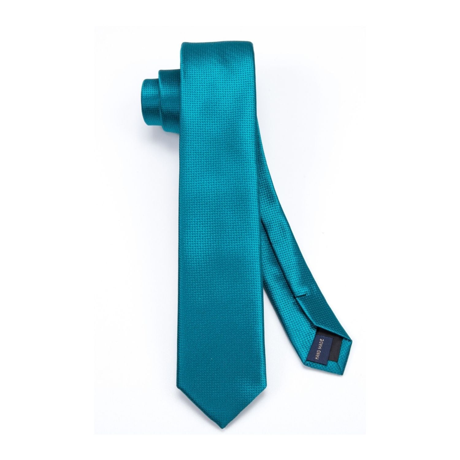 Hisdern Solid Print Skinny Tie Slim 2.4'' Formal Peacock Blue Wedding Tie