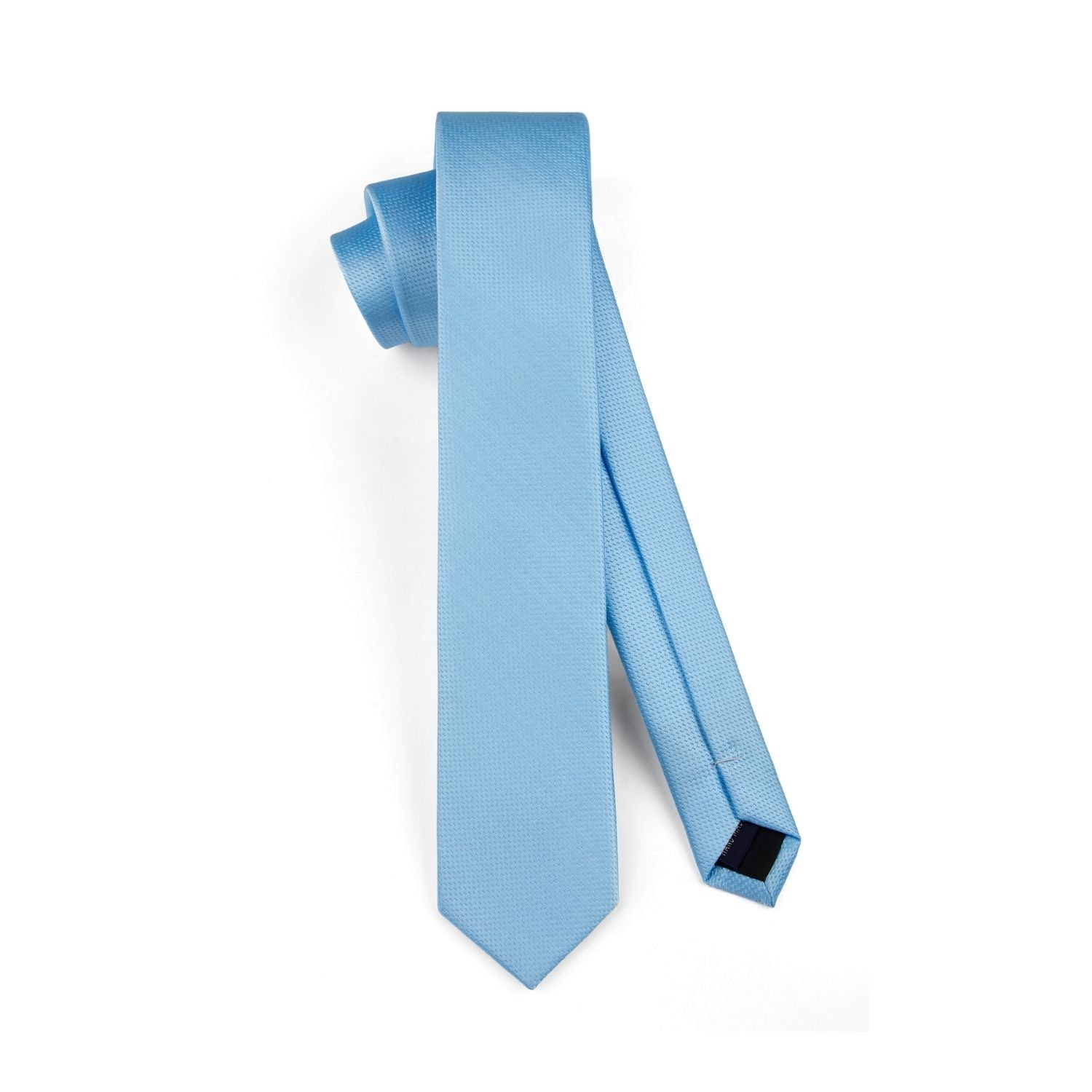 Hisdern Solid Print Skinny Tie Slim 2.4'' Formal Light Blue Wedding Tie