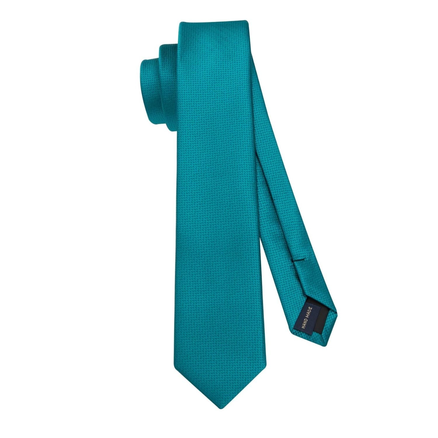 Hisdern Solid Print Skinny Tie Slim 2.4'' Formal Aqua Blue Wedding Tie