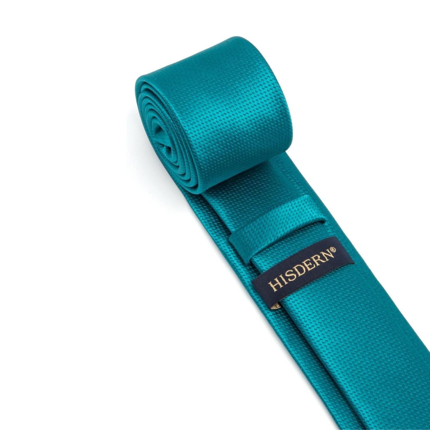 Hisdern Solid Print Skinny Tie Slim 2.4'' Formal Aqua Blue Wedding Tie