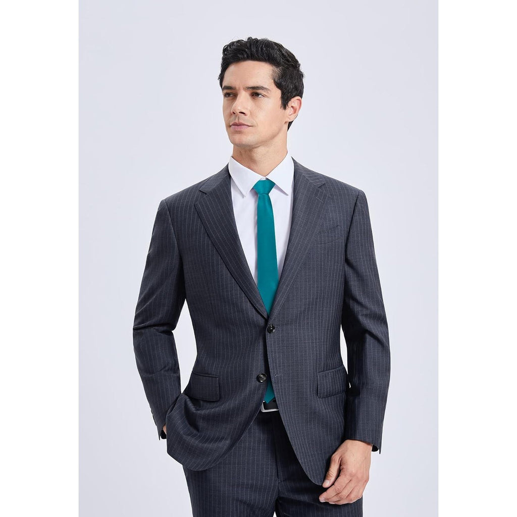 Hisdern Solid Print Skinny Tie Slim 2.4'' Formal Aqua Blue Wedding Tie