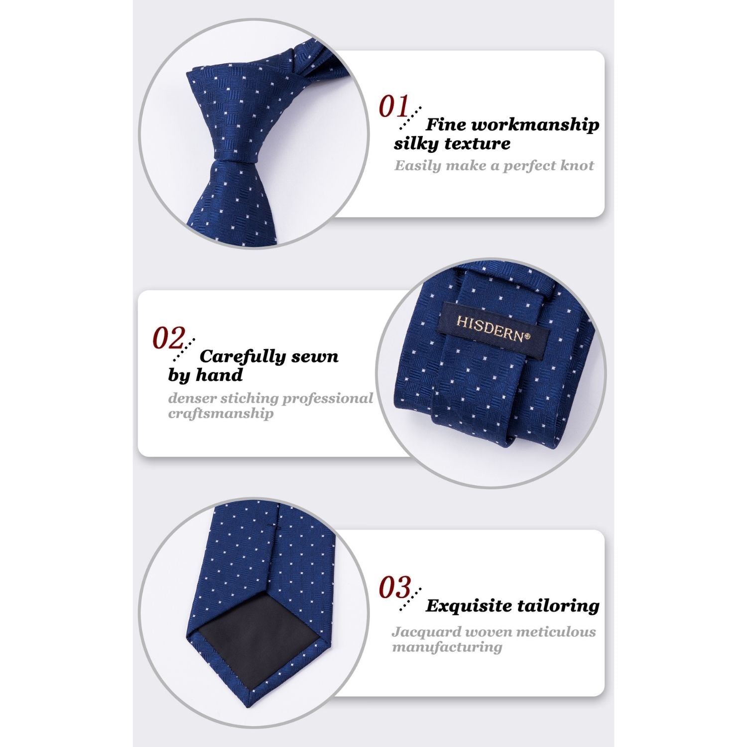 Hisdern Blue Plaid Pocket Square With Matching Tie