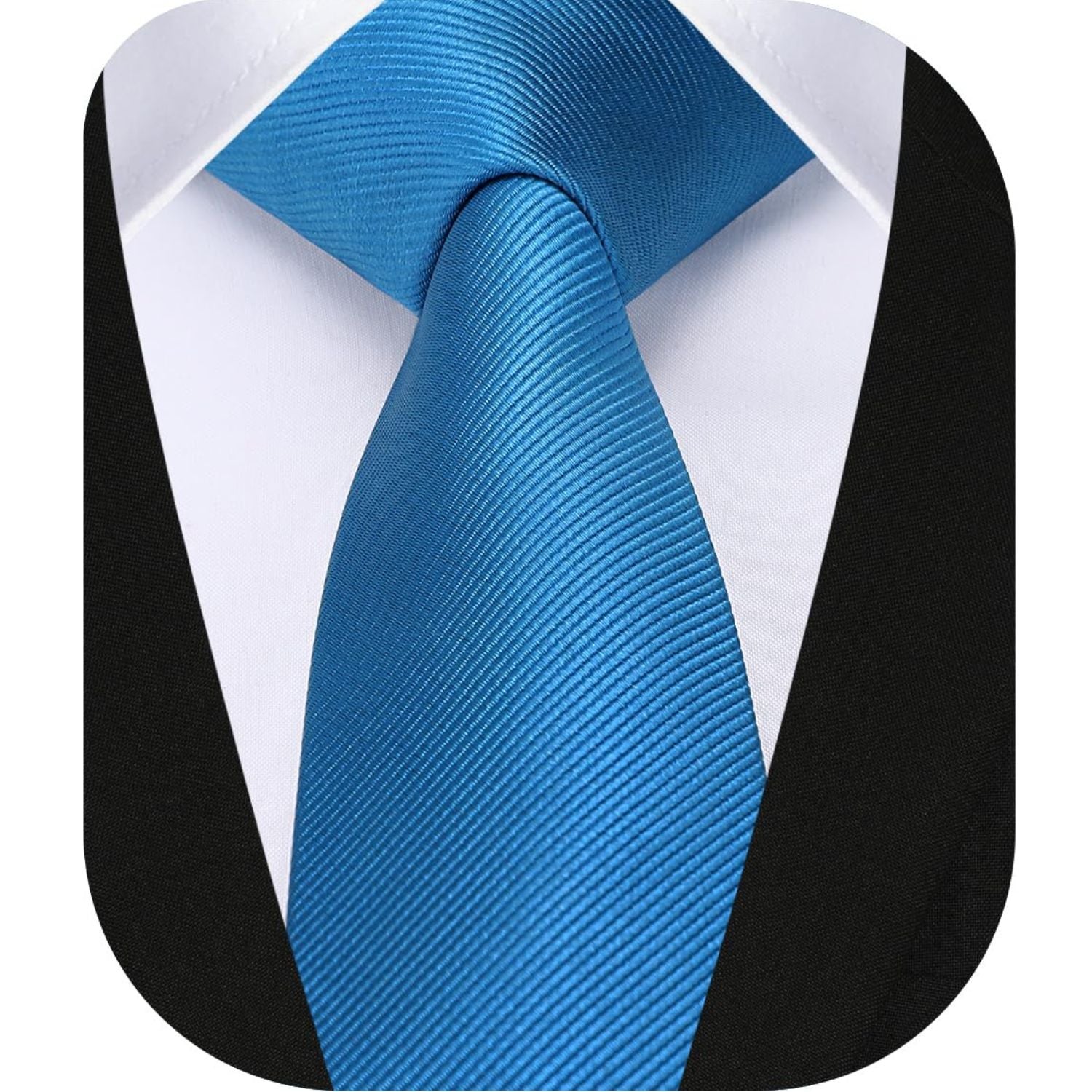 Hisdern Solid Print Skinny Tie Slim 2.17'' Formal Blue Wedding Tie