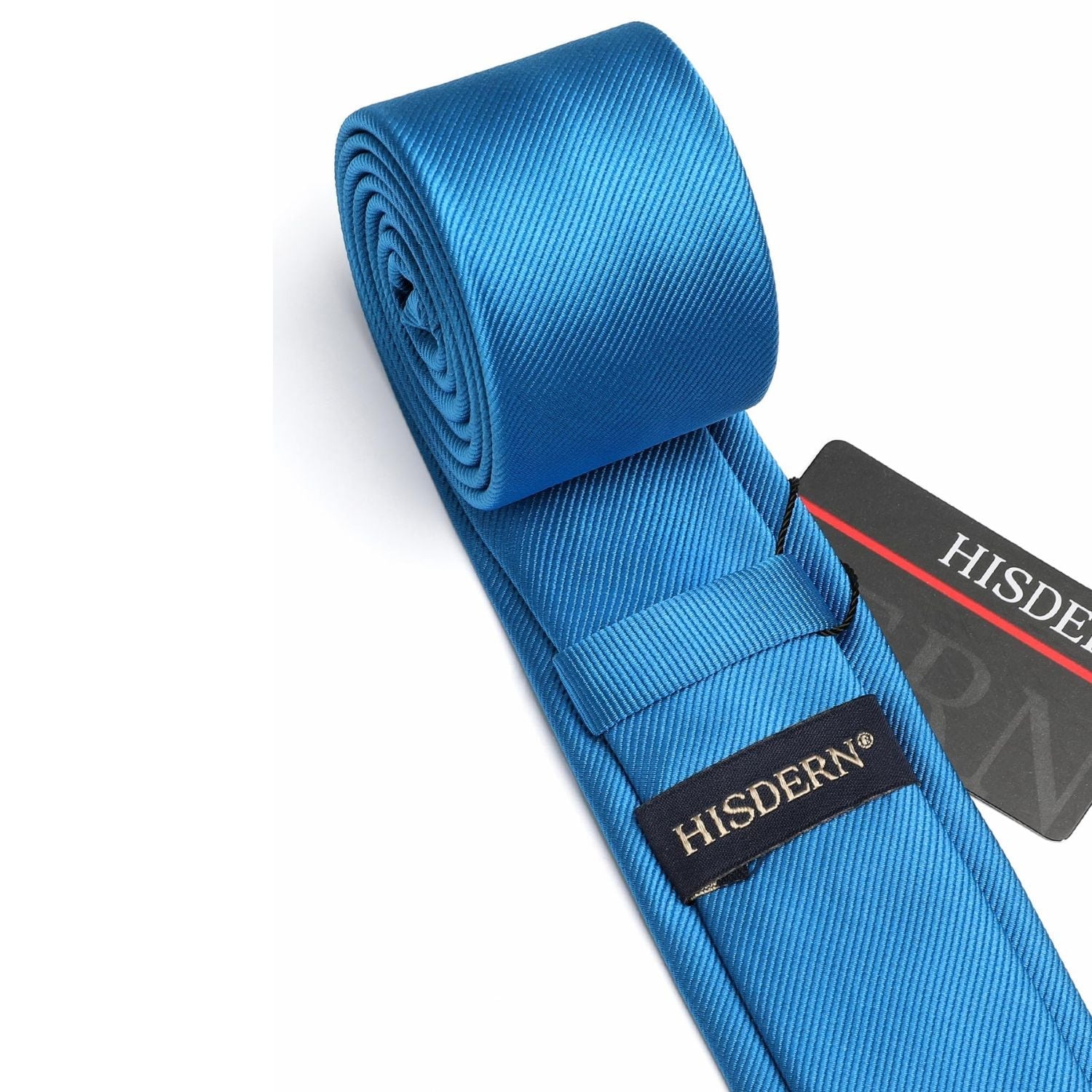 Hisdern Solid Print Skinny Tie Slim 2.17'' Formal Blue Wedding Tie