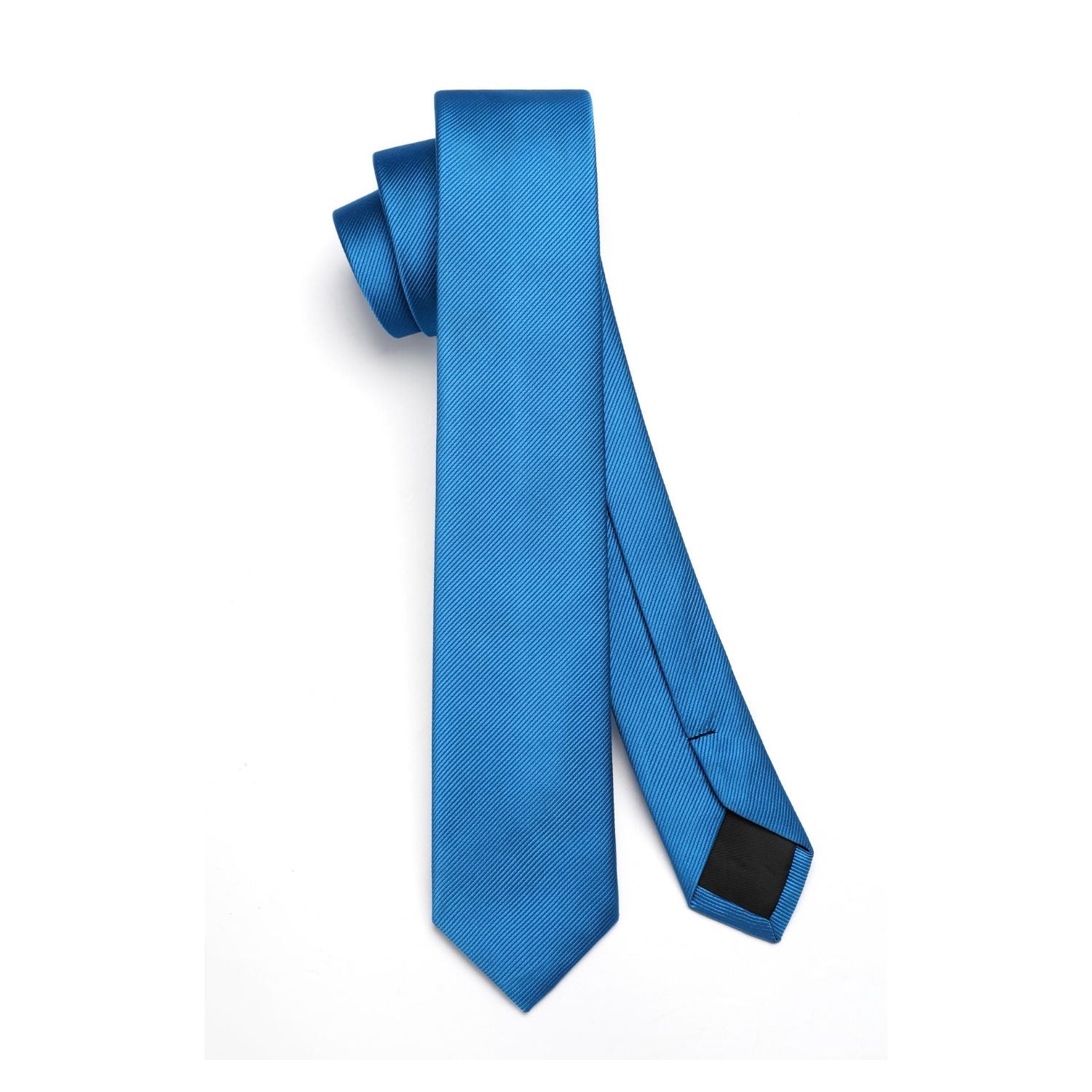Hisdern Solid Print Skinny Tie Slim 2.17'' Formal Blue Wedding Tie