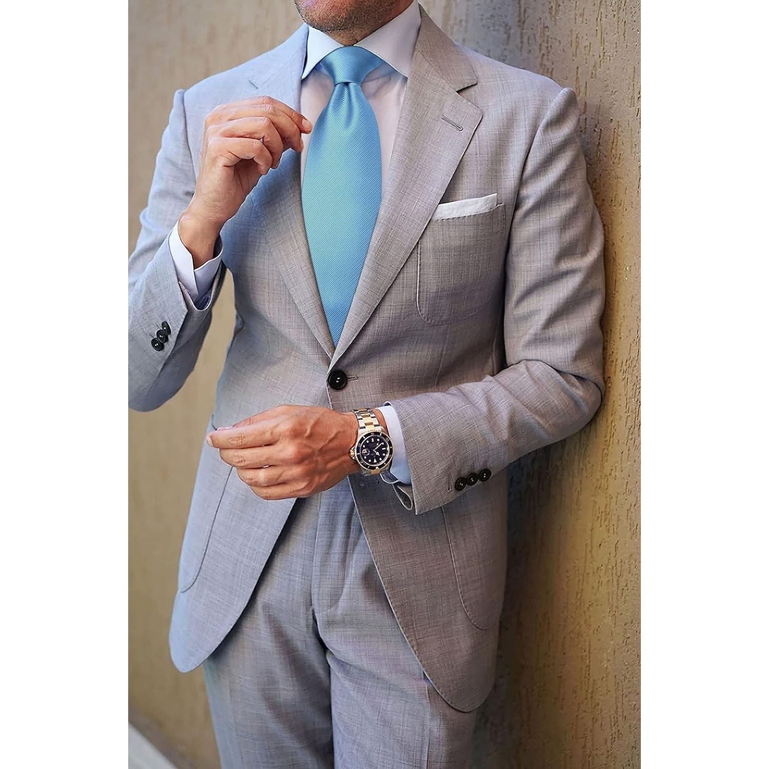 Solid Tie Handkerchief Clip - BABY BLUE