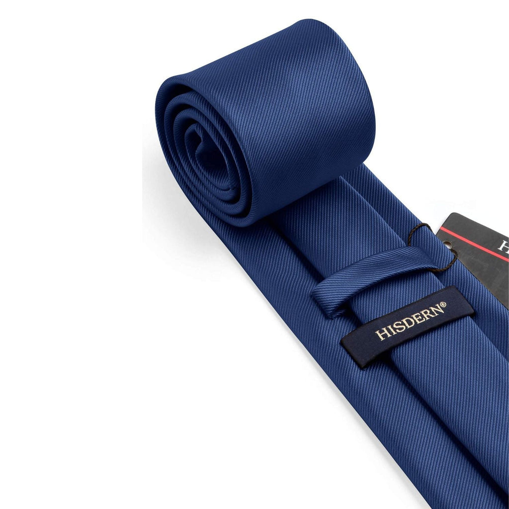 Hisdern Navy Blue Solid Men’s Tie Set for Formal & Wedding