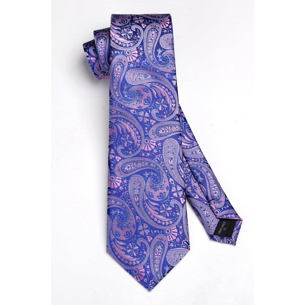 Hisdern Extra Long Blue Paisley Set For Groomsmen