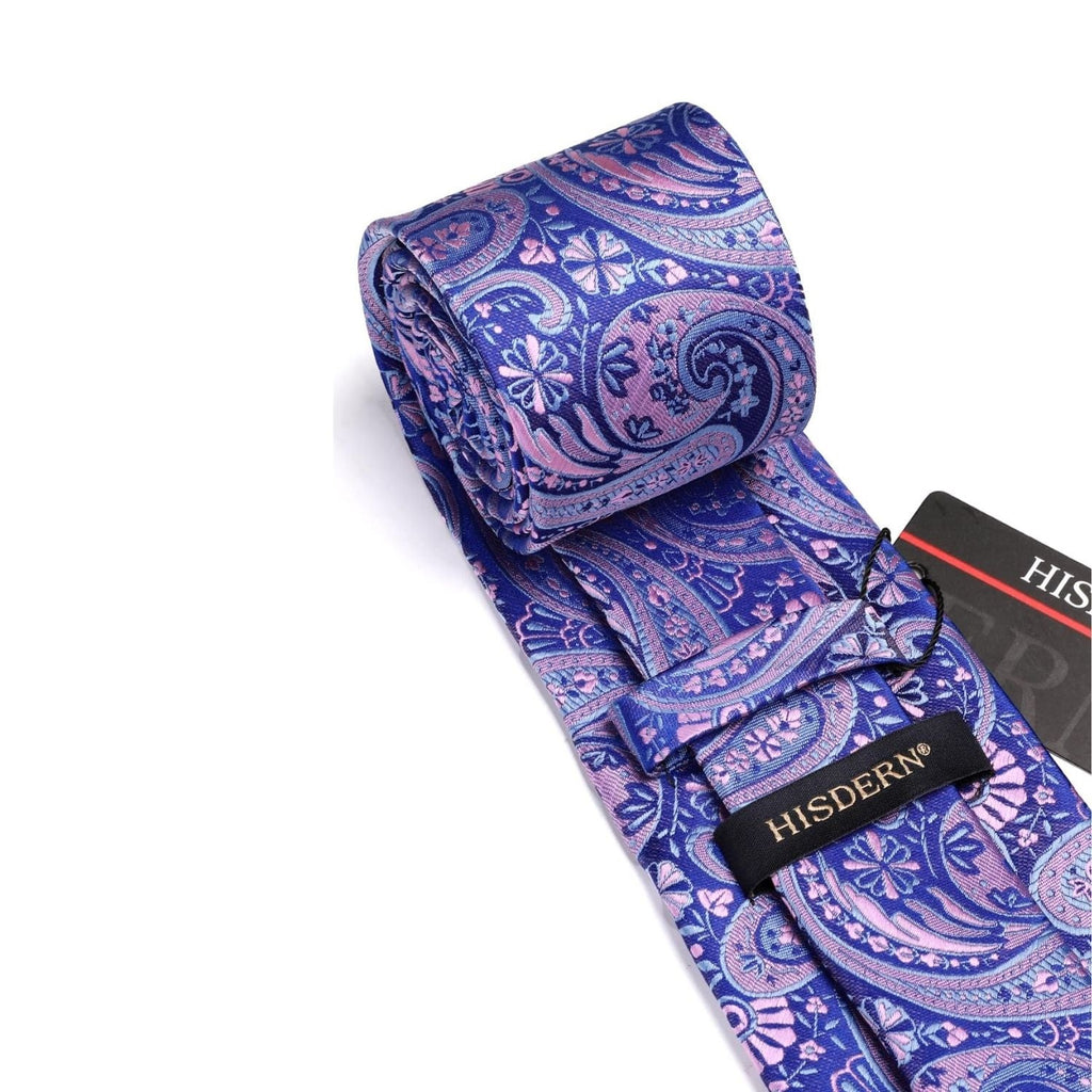 Hisdern Extra Long Blue Paisley Set For Groomsmen