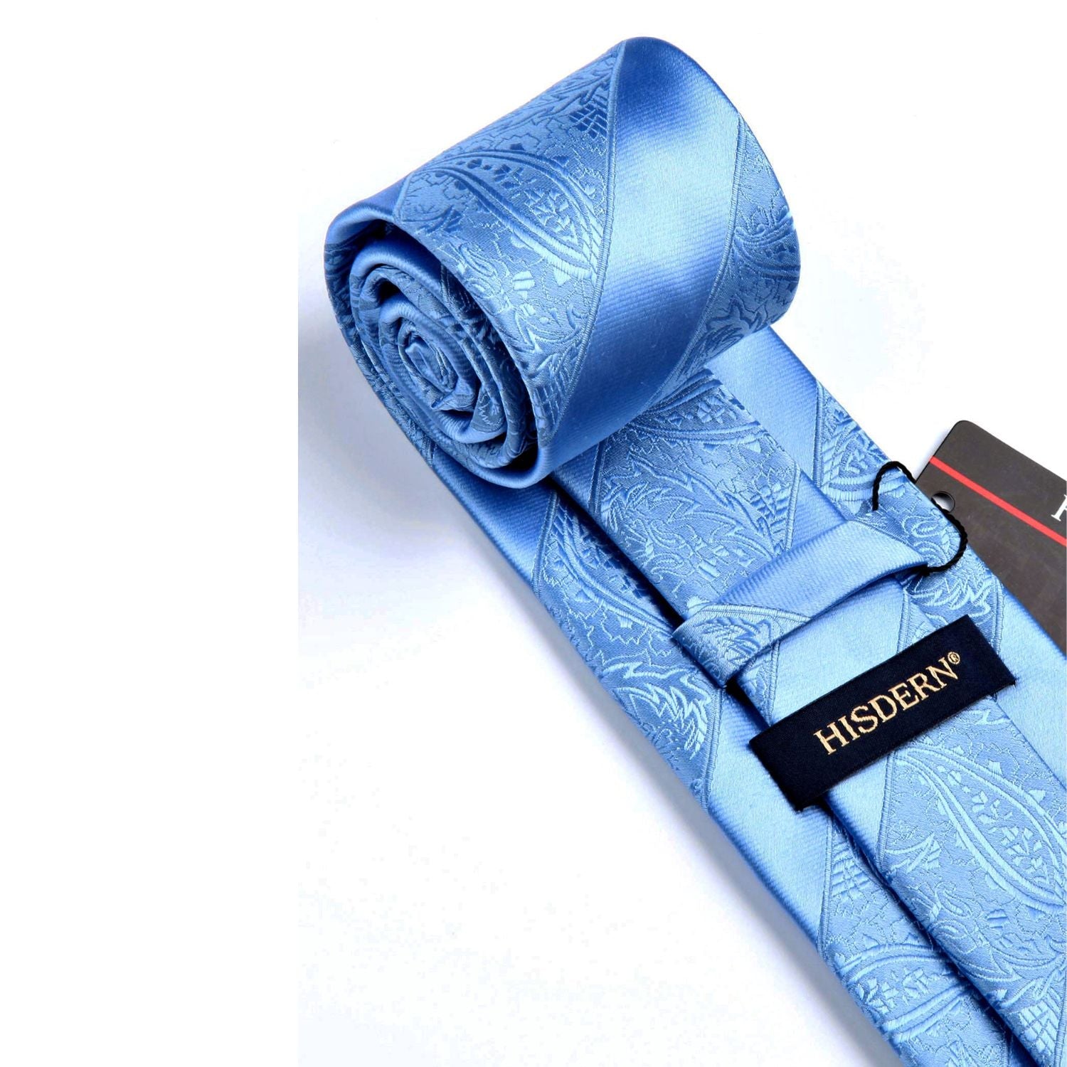 Hisdern Light Blue Paisley Striped Wedding Accessories Set