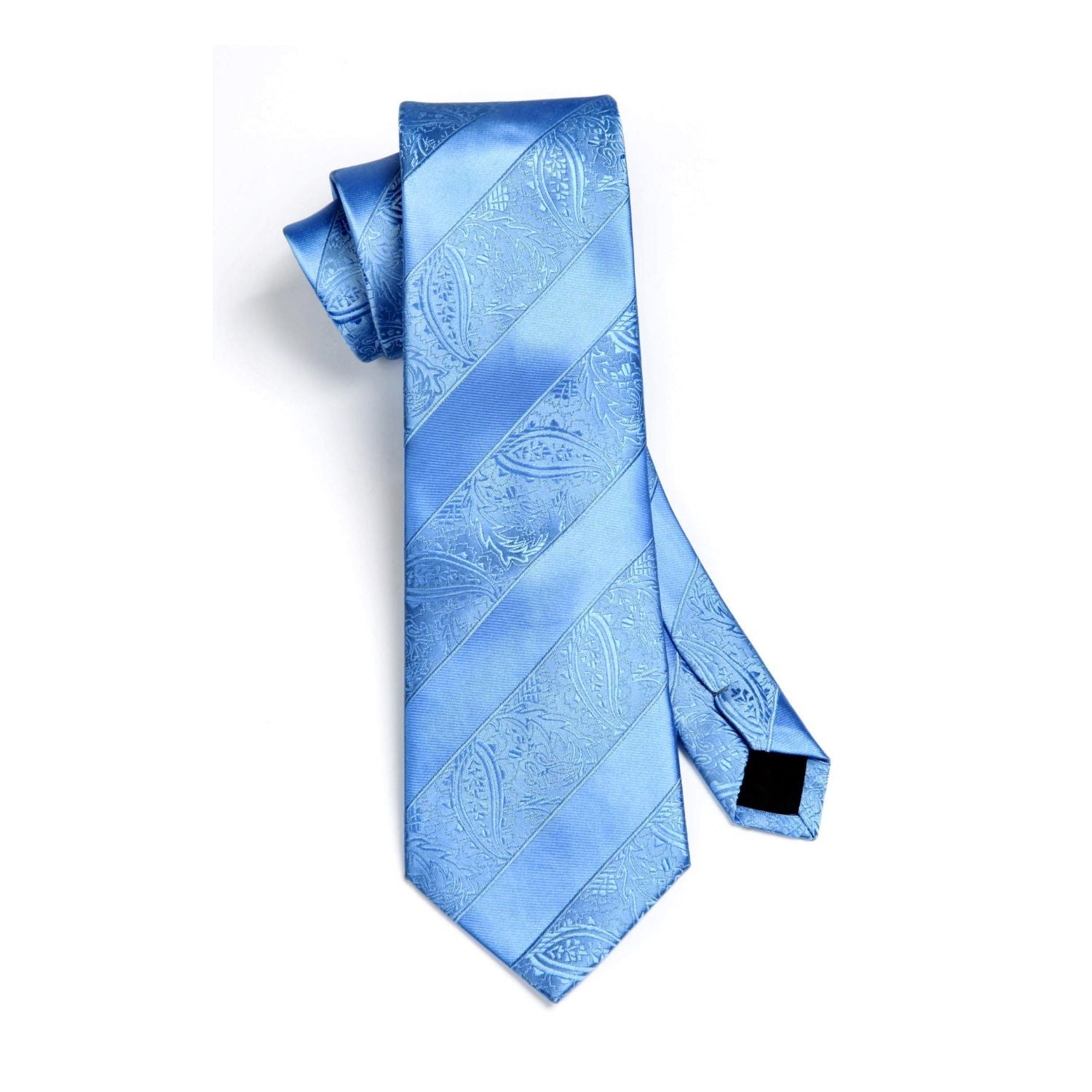 Hisdern Light Blue Paisley Striped Wedding Accessories Set