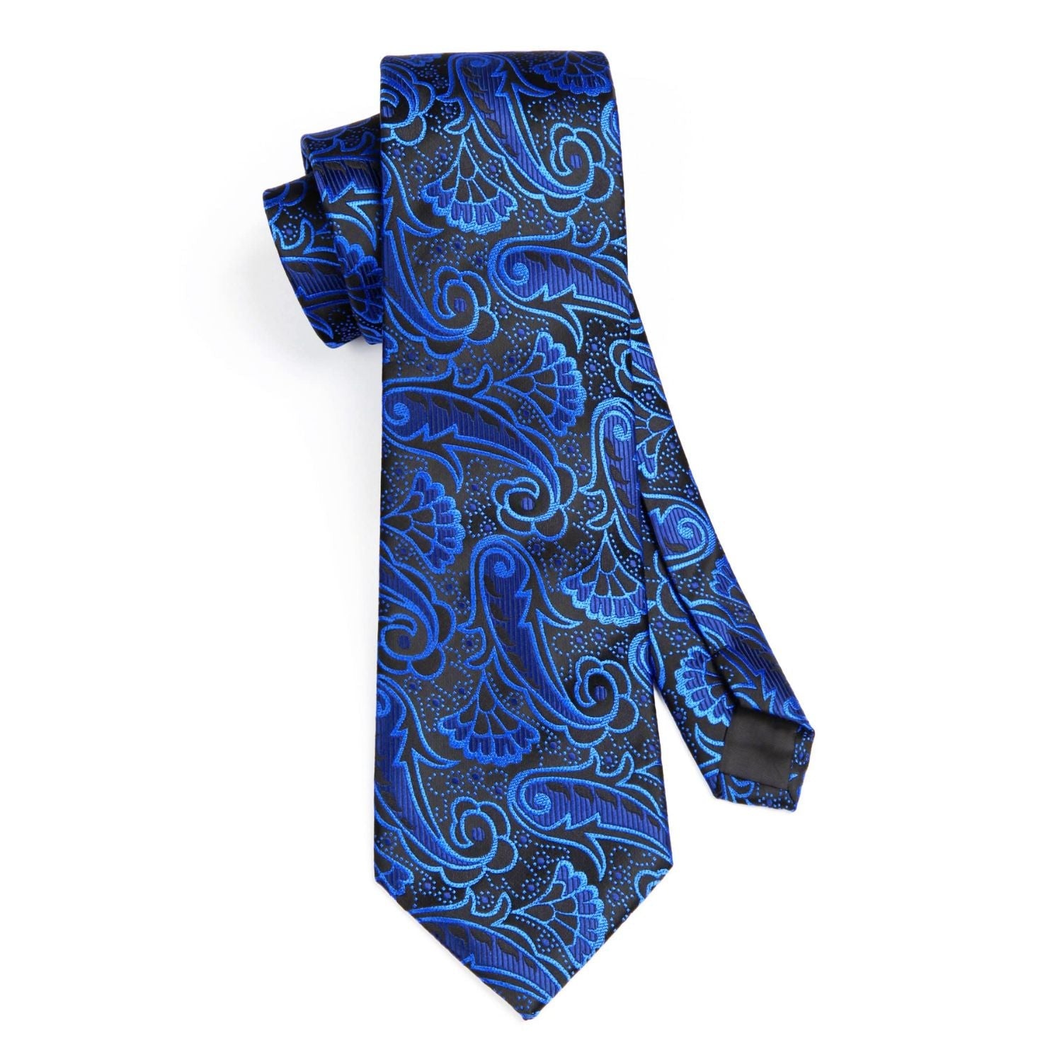 Hisdern Blue Black Paisley Tie Set For Formal Wear