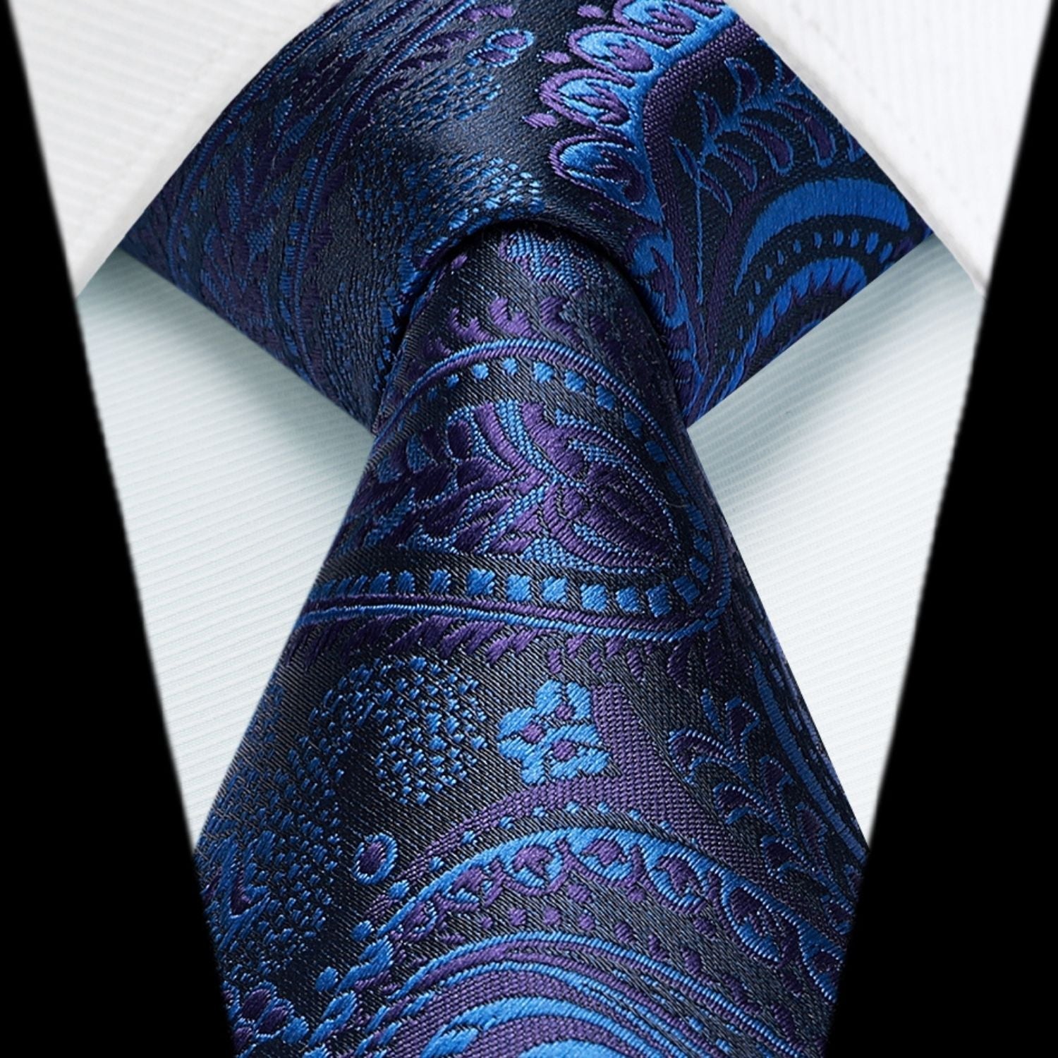 Hisdern Extra Long Royal Blue Paisley Set For Groomsmen