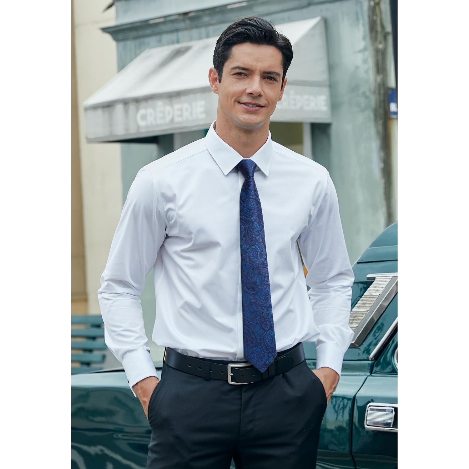Hisdern Extra Long Royal Blue Paisley Set For Groomsmen