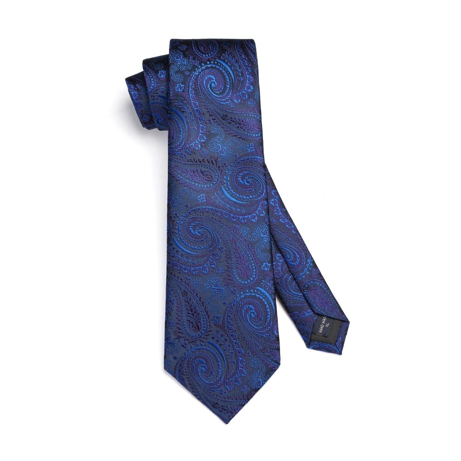 Hisdern Extra Long Royal Blue Paisley Set For Groomsmen