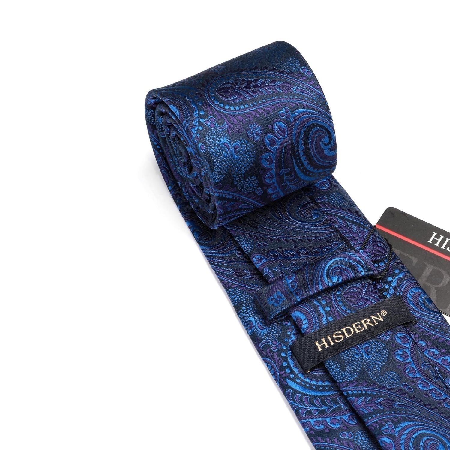 Hisdern Extra Long Royal Blue Paisley Set For Groomsmen