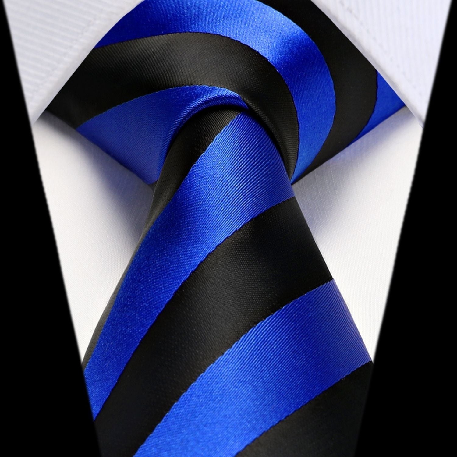 Hisdern Blue Black Striped Business Tie Set