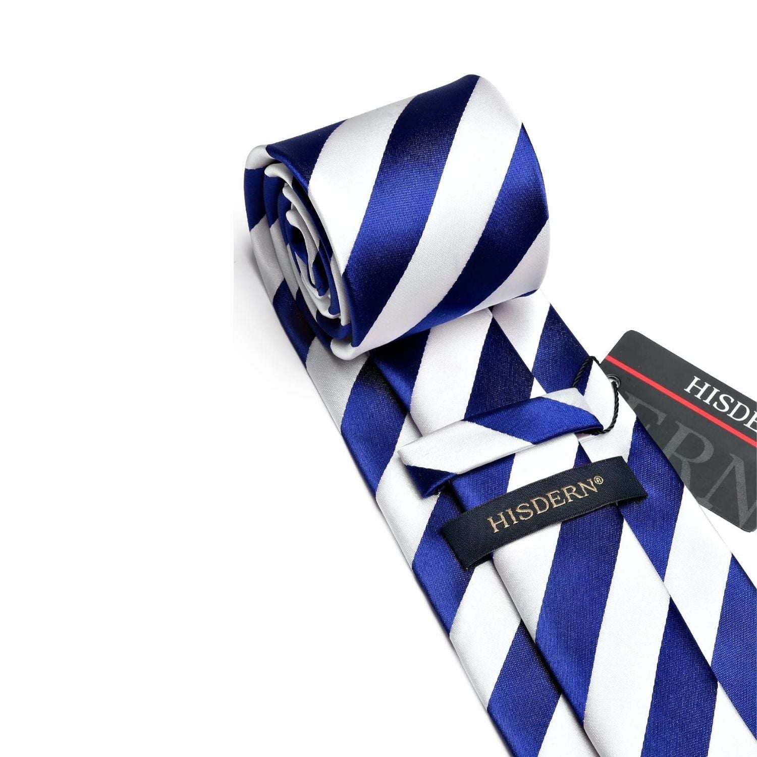 Hisdern Blue White Striped Business Tie Set