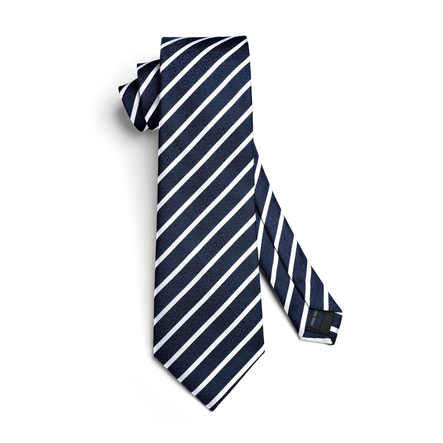 Hisdern Navy White Striped Business Tie Set