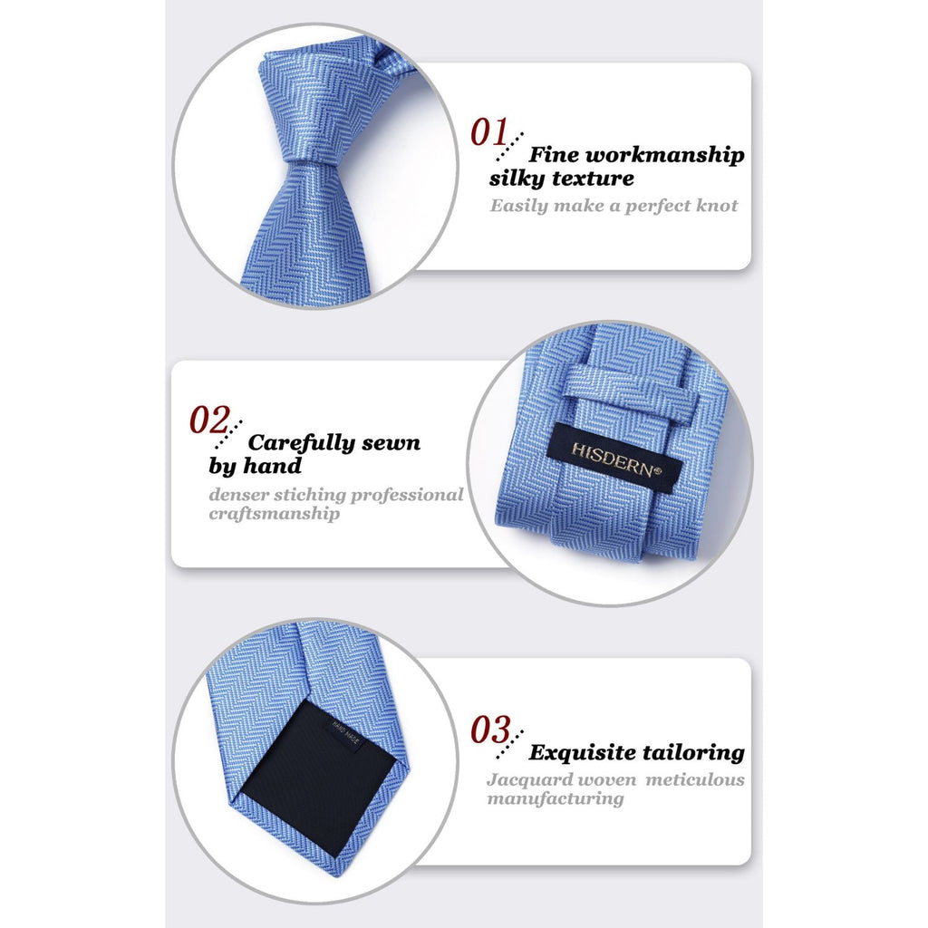 Hisdern Blue Striped Business Tie Set