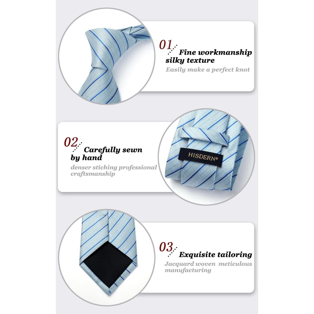 Hisdern Blue Striped Business Accessories Set