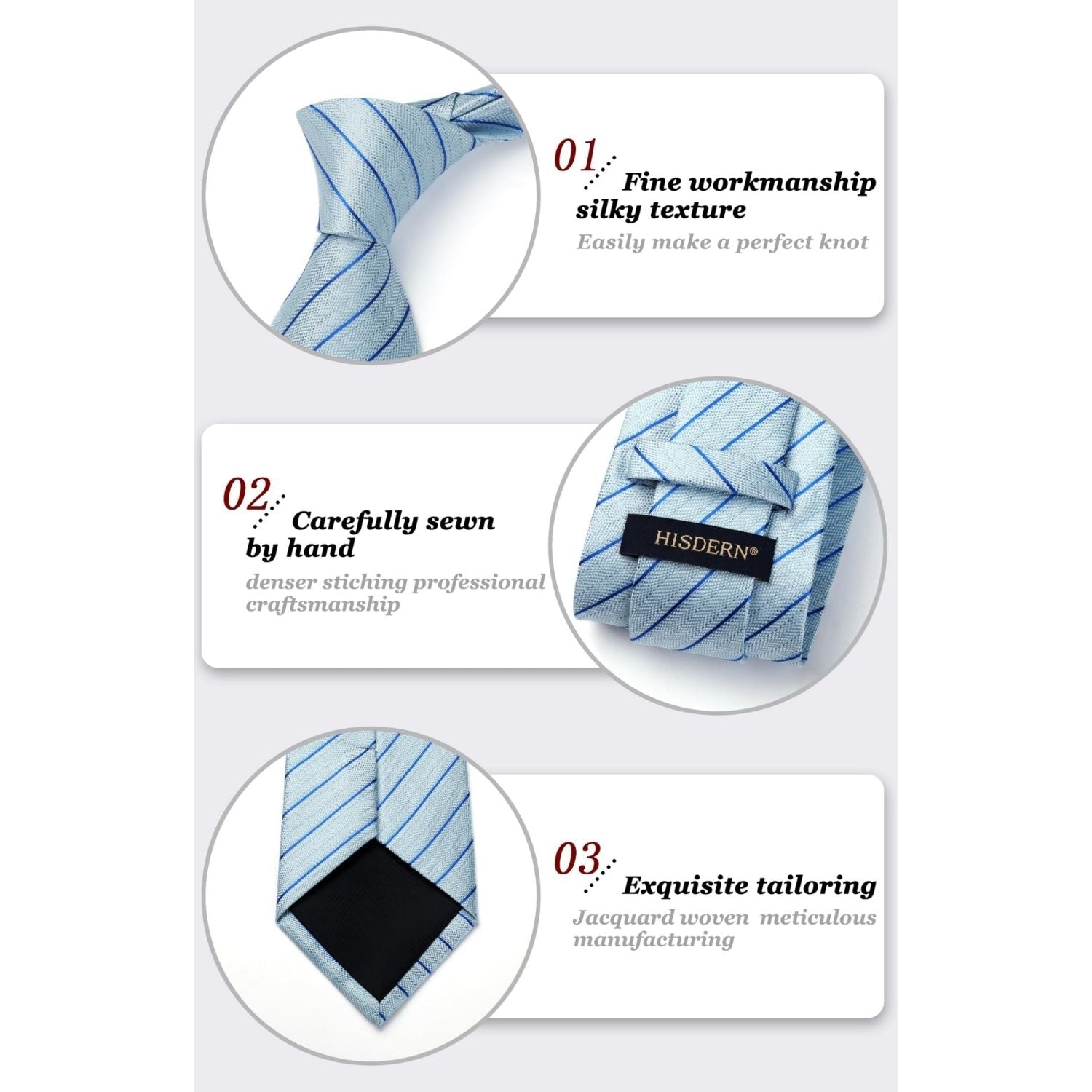 Hisdern Blue Striped Business Accessories Set
