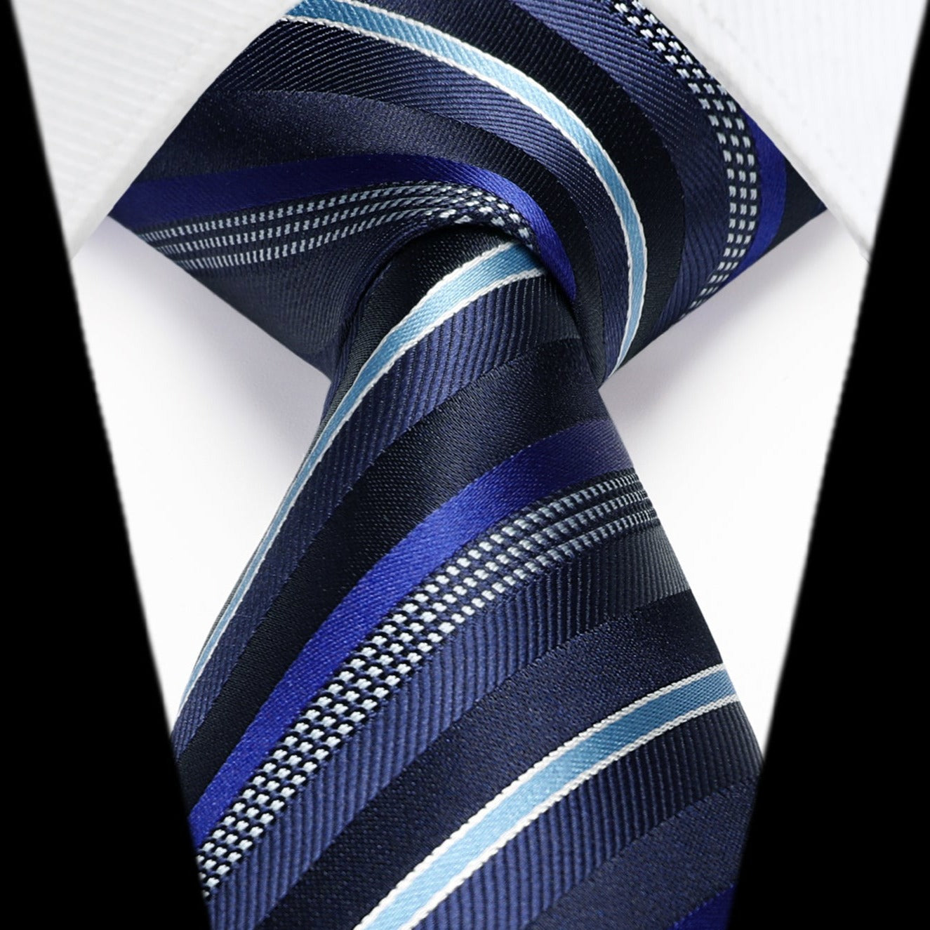 Hisdern Navy Blue Striped Business Tie Set