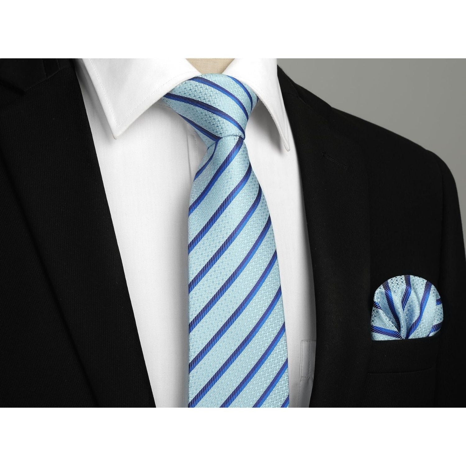 Hisdern Baby Blue Striped Business Accessories Set