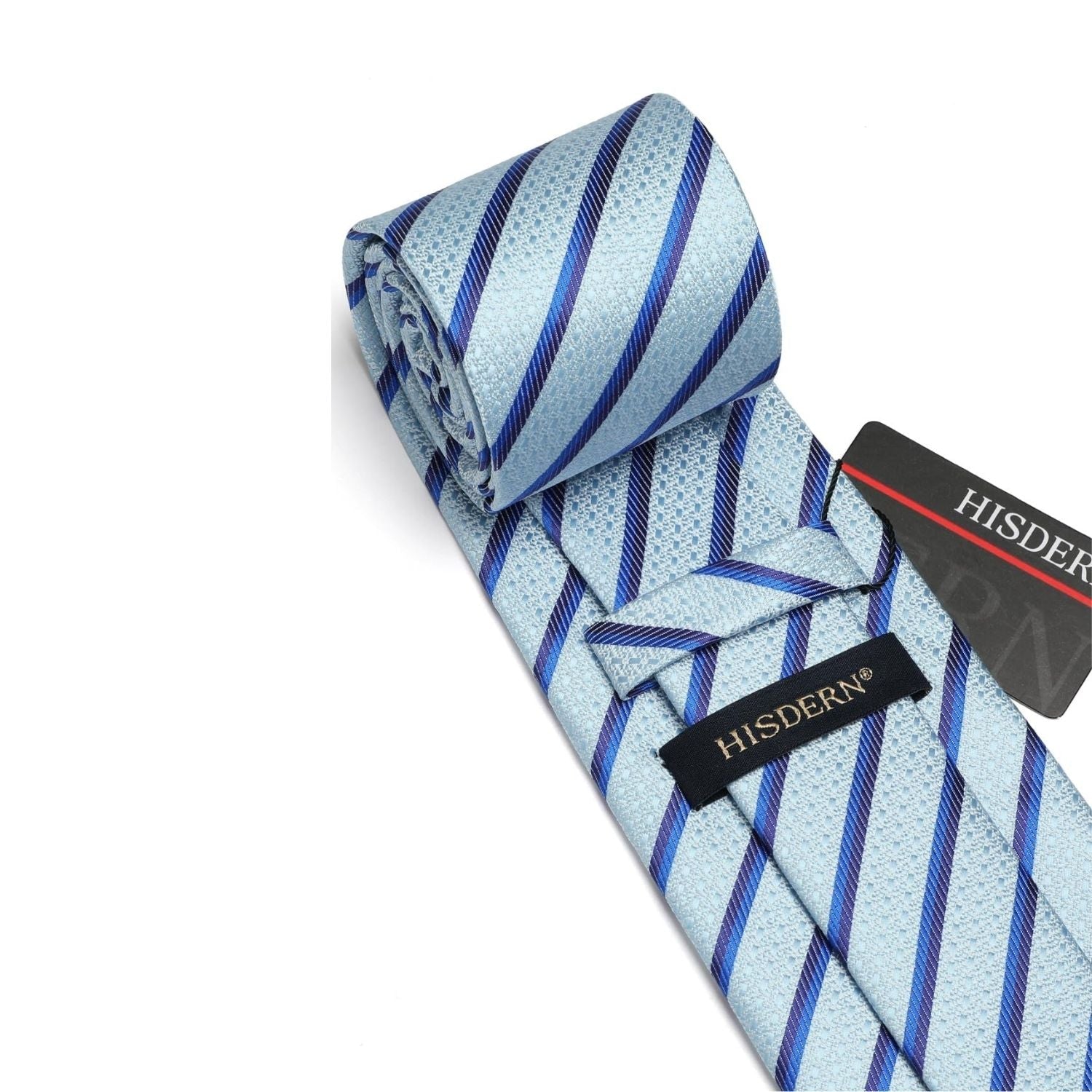 Hisdern Baby Blue Striped Business Accessories Set