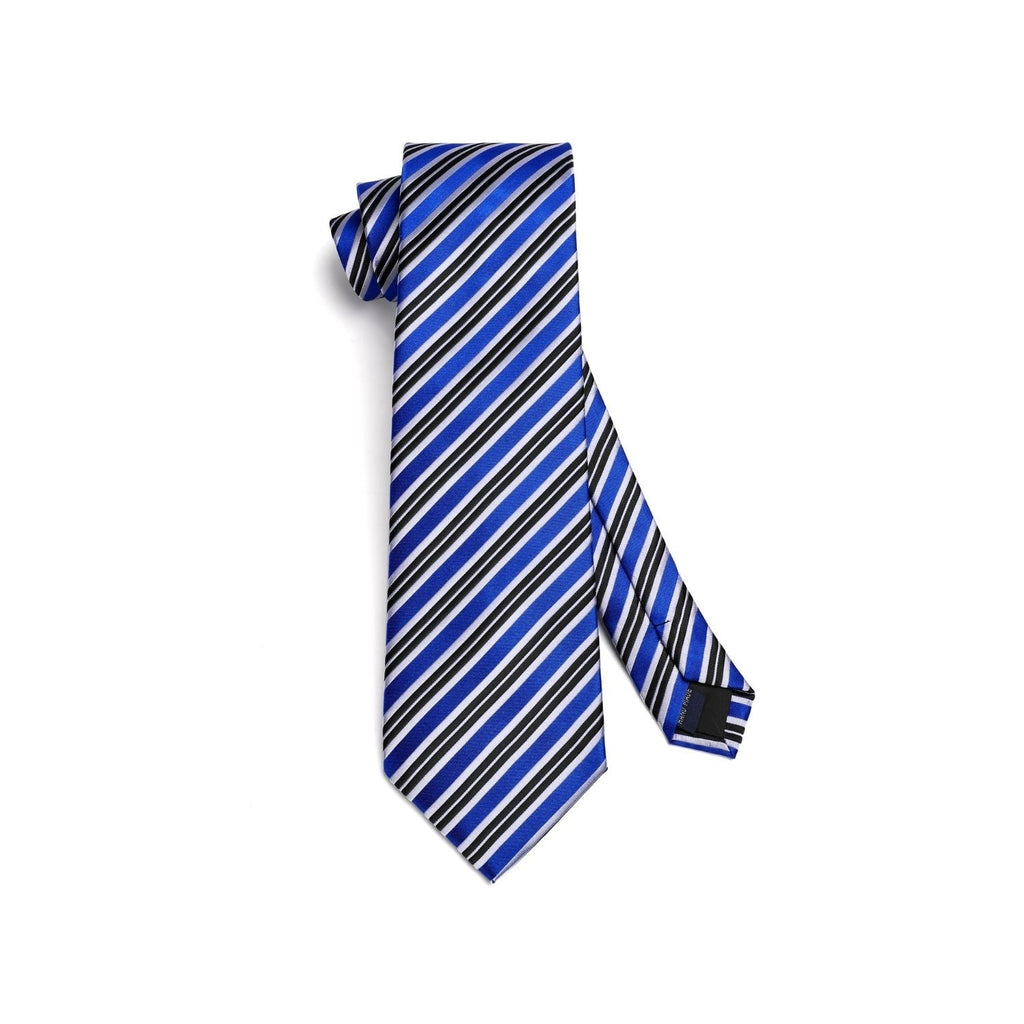 Hisdern Blue Black Striped Business Tie Set
