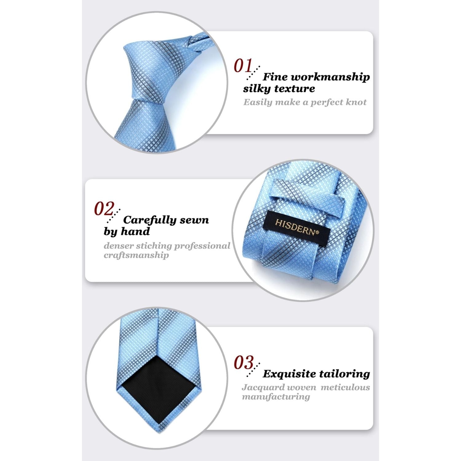 Hisdern Blue Striped Business Accessories Set