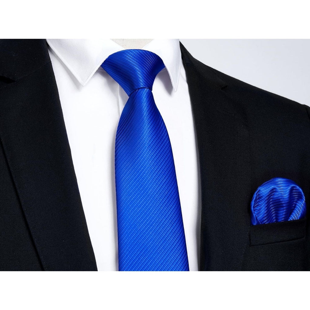 Hisdern Royal Blue Stiped Business Tie Set