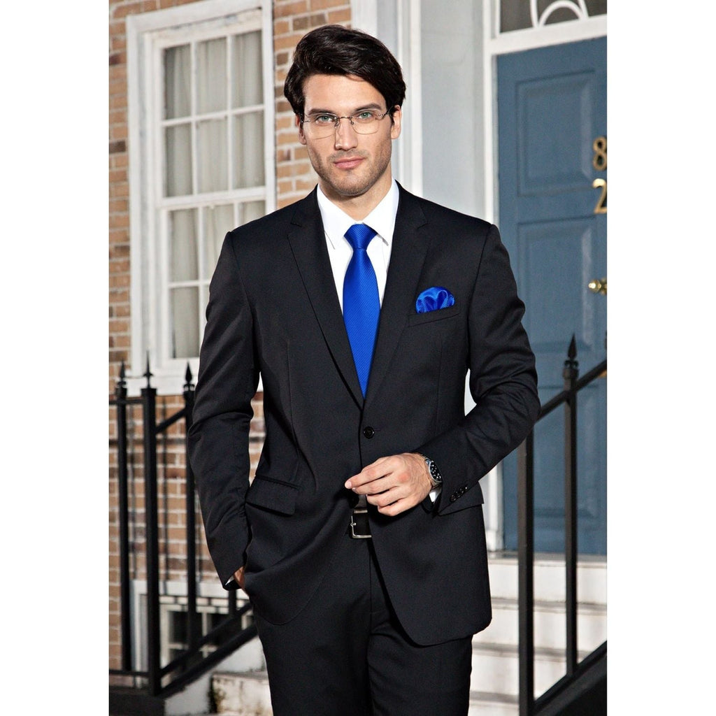 Hisdern Royal Blue Stiped Business Tie Set