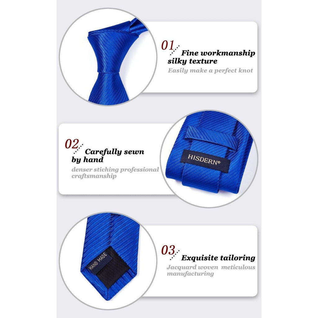 Hisdern Royal Blue Stiped Business Tie Set