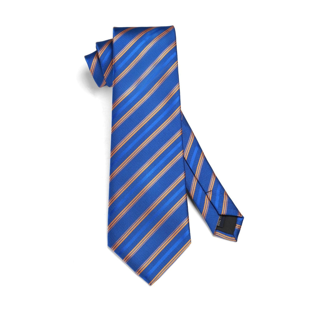 Hisdern Royal Blue Striped Business Accessories Set with Cufflinks